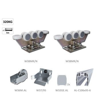 Samonos do 350 kg/6,5 m, profil 95 x 106 mm, hliník