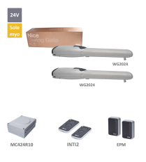 WINGO sada pro dvoukřídlou bránu do 2m/křídlo, 2x WG2024 (24V, 85W, 1500N), 1x MC424R10 + vestavěný přijímač, 2x FLO2RE, 1 pár BF
