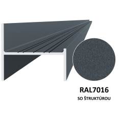 Hliníkový UT profil 50x44x6000 mm, materiál EN AW-6060 T66, hliník s povrchovou úpravou, práškový lak se strukturou, antracit RAL7016, cena za KUS