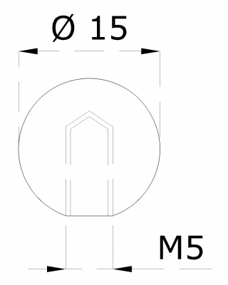 Koule plná se závitem M5 / ø 15mm, broušená nerez K320 / AISI304