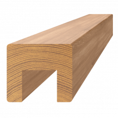 Dřevěný profil (45x40mm/L:3000mm) s drážkou 24x22mm, materiál: dub, broušený povrch bez nátěru, balení: PVC fólie; necinkovaný materiál