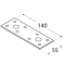Plochá spojka 140x55mm, 2,5mm pozink, počet děr o průměru 5mm-20ks, 11mm-2ks