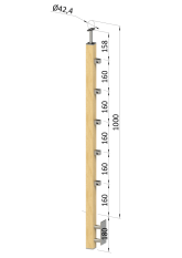 Dřevěný sloup, boční kotvení, 5řadový, průchozí, vnitřní
