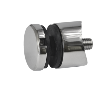 Svorka bodová (ø 30 mm / M8) na sklo 6-12 mm na trubku ø 42,4 mm, leštěná nerez / AISI304, balení obsahuje gumičky na sklo