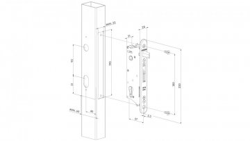 LOCINOX® SIXTYLOCK zadlabávací zámek pro křídlové vrata, rozteč 92 mm, zádlab 57 mm, pro profil 60 mm a více