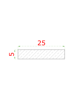 Nerezová tyč plochá 25x5mm, cena za 1ks(1m) broušená nerez K320 /AISI304 - Délka: 3m