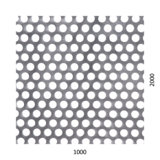 Děrovaný plech kruhový přesazený Zn, otvor: ø 10 mm, rozteč: 15 mm, (1000x2000x1 mm)