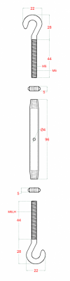 Šponovák pro nerezové lanko, se závitem M6 a LH6, broušená nerez K320 / AISI304