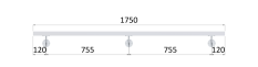 Madlo 40x40mm, L-1750mm, broušená nerez AISI304