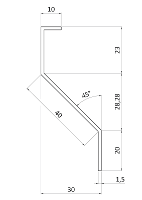 Z-profil-lamela L-3000mm, 23x40x20x1,5mm s vyztuženou hranou 10mm, zinkovaný plech, použití pro plotovou výplň v kombinaci s KU35Zn a profilem 35, 40mm nebo speciálem KJL70x34x55x2, cena za 3m kus - Délka: 3m