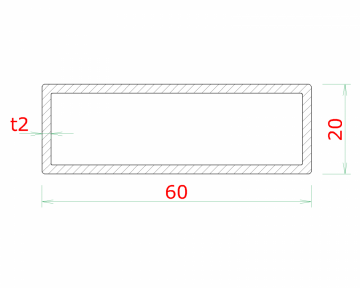 Profil uzavřený 60x20x2 mm, cena za 1ks (2 m), broušená nerez K320 / AISI304