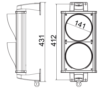 ASF Semafor dvoukomorový, LED, hliník, 0-230V