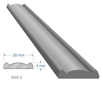 Pásovina plochá B, 20 x 4 x 3000 mm s obloučkem, měkká, cena za KUS (3m)