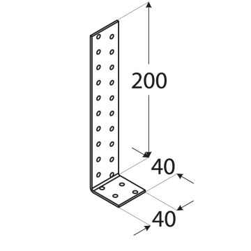 úhelník kotevní 200x40x40mm, 2,0mm, pozink, díry průměr 5mm-24ks