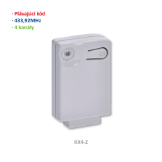 RX4Z (dočasná verze) přijímač interní 4-kanálový (433MHz), plovoucí kód, paměť: 400 kódů. Kompatibilní pouze s elektronikami CT-14AB2-Z