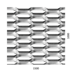 Tahokov Al, kosočtvercové oko: 44x12mm, mostík: 5mm (1500x1000x2mm), orientace oka: rozměr oka 44mm je rovnoběžná s rozměrem tabule 1500mm