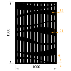 Designová kovová výplň, laserem vypálený vzor 9342, rozměr 1000x1500x2,0 mm +/- 0,5%, bez povrchové úpravy, perforace 15%
