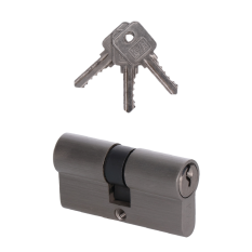 Cylindrická vložka EURO 30/30mm, nikl Satina, 3 klíče, šroub M5x65mm