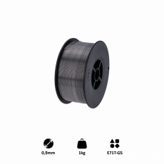 Drát svařovací FLUX - 0.9mm, 1kg, Metoda: MIG (Flux / FCAW) , Průměr cívky: 100 mm , Vnitřní průměr: 17 mm