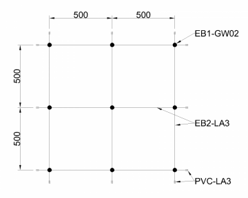 Montážní sada pro zelenou stěnu - nerez, rozměr 3x2m. Set obsahuje: EB1-GW02 (35ks), EB2-LA3 (40m), PVC-LA3 (24ks)