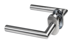 Klika nerezová (pár) bez dolní rozety, balení: 2 ks klika + příslušenství k montáži, broušená nerez K320 / AISI304