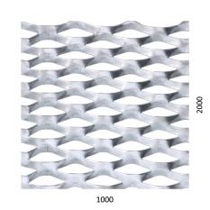 Tahokov Zn kosočtvorcové oko: 62 x 25 mm, můstek: 9 mm (1000x2000 x 1,5 mm)