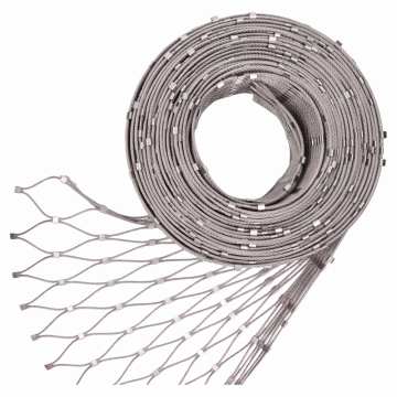 Nerezová lanková síť, 0,8x10 m (šxd), oko 60x104 mm, průměr lanka 3 mm, AISI316, typ použitého lanka: 7x19