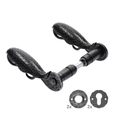 Klika-set 150x80 mm, ø 19 mm, černá galvanizace