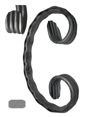 Céčko 130x75mm, 12x6mm, zdobené, široké oboustranné rozkování