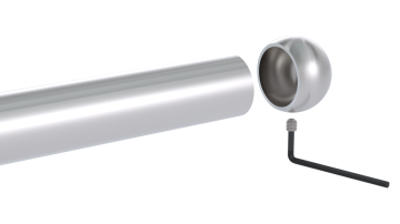 Ukončenie madla na trubku ø 42.4mm pomocou skrutky, brúsená nerez K320 /AISI304
