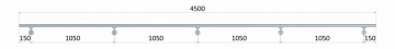 Led madlo 4500mm /broušená nerez K320 /AISI304 (set: 5ks úchyt, madlo ø 42.4mm s ukončením a hliníkový profil na led pás)
