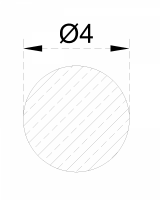 Tyč kruhová ø4 mm, cena za 1ks (2 m) kartáčovaná nerez / AISI304