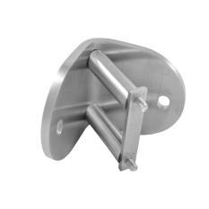 Úchyt na vnitřní rohové kotvení sloupu ø 42.4mm, (kotevní deska tloušťky 7mm, ø 100), broušená nerez K320 /AISI304