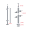 Nerezový sloup, vrchní kotvení, výplň: sklo, průchozí, vrch pevný (ø42,4x2 mm), broušená nerez K320 / AISI304