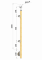 Dřevěný sloup, boční kotvení, výplň: sklo, levý, vrch pevný (ø42 mm), materiál: buk, broušený povrch s nátěrem BORI (bezbarvý)