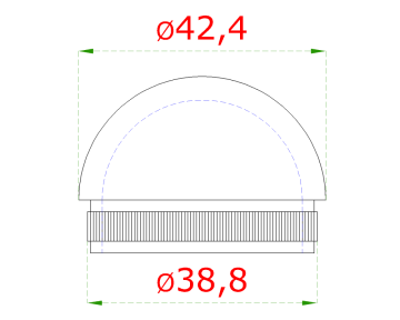 Ukončení - zátka na trubku ø 42.4mm (dutý materiál), leštěná nerez / AI