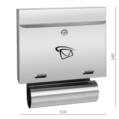 Poštovní schránka (340x310x60 mm), vhoz (20x305 mm) max. formát listu: A4, leštěná nerez /AISI304