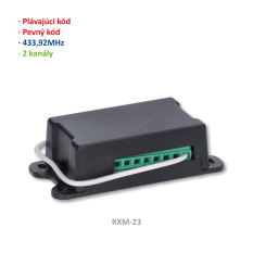 Externí přijímač 2-kanálový (433MHz), 200 kódů, pevný a plovoucí kód