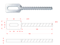 Kotvení do betonu na plotové dílce 130*30mm, na vrták ø 10mm, Zn