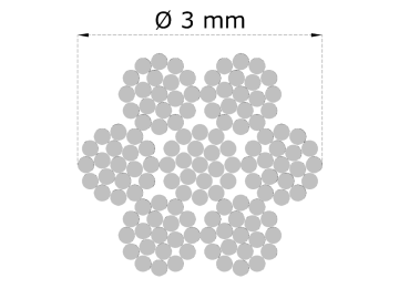 Nerezové lanko ø3 mm (7x19 drátů) / AISI316