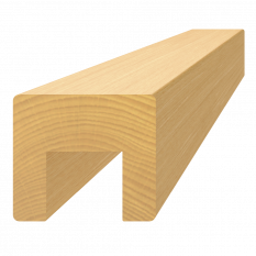 Dřevěný profil (45x40mm/L:3000mm) s drážkou 24x22mm, materiál: buk, broušený povrch bez nátěru, balení: PVC fólie, necinkovaný materiál
