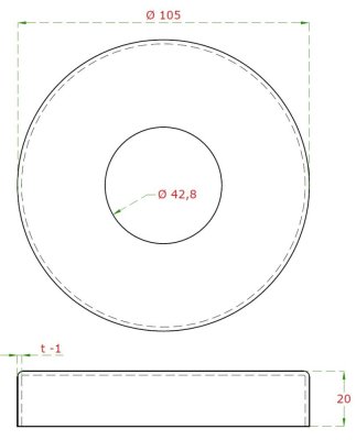 Kryt příruby (ø 105/20 mm) na trubku ø 42,4 mm, barva: PVD černá