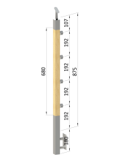 Dřevěný sloup, boční kotvení, 4řadový, průchozí, vnitřní