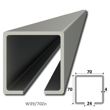 C profil 70x70x4mm L=7000mm pozinkovaný, délka 7m