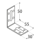 úhelník nastaviteľný 50x55x30mm, 2,0mm, pozink, diery 5mm-8ks, díry 6,5/23mm-1ks, 8,5/21,5mm-1ks