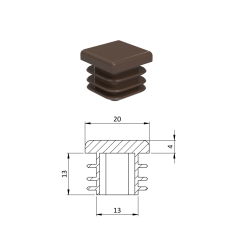 Krytka plastová 20 x 20 mm, černá