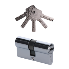 Cylindrická vložka 30x30 mm, niklová, 5 klíčů, šroub M5x65 mm