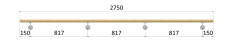 Madlo drevené (2750mm), materiál: buk, brúsený povrch s náterom BORI (bezfarebný), set: 4 ks úchyt, madlo s ukončením