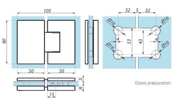 TGAH802 SC - Závěsné nastavitelné sklo - sklo 180°