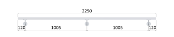 Madlo 2250mm (set:3ks úchyt, madlo 40x40mm s ukončením), brúsená nerez K320 /AISI304